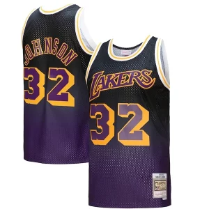 Hermoso Magic Johnson Los Angeles Lakers 1984/85 Hardwood Classics Fadeaway Swingman Player Jersey Purple/Black/Gold