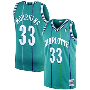 Genial Fácil de llevar Alonzo Mourning Charlotte Hornets 1992/93 Hardwood Classics Swingman Jersey Teal