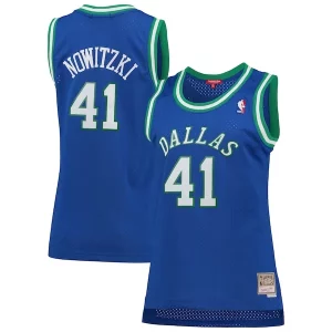 Moderno Hermoso Elegante Dirk Nowitzki Dallas Mavericks Women's Hardwood Classics Swingman Jersey Blue