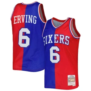Atractivo Exquisito Julius Erving Philadelphia 76ers Hardwood Classics 1982/83 Split Swingman Jersey Royal/Red