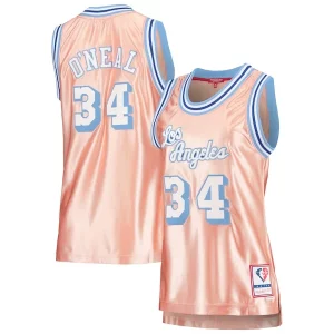 Elegante Bonito Shaquille O'Neal Los Angeles Lakers Women's 75th Anniversary Rose Gold 1996 Swingman Jersey Pink