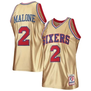 Fácil de llevar Robusto Estupendo Moses Malone Philadelphia 76ers 75th Anniversary 1982/83 Hardwood Classics Swingman Jersey Gold