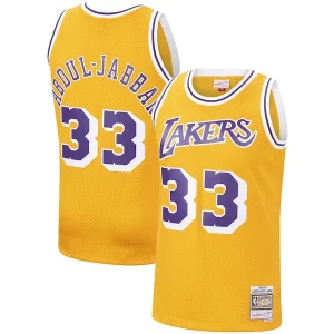 Moderno Kareem Abdul Jabbar Los Angeles Lakers Hardwood Classics Swingman Jersey Gold/Purple