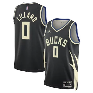 Perfecto Ideal Damian Lillard Milwaukee Bucks Jordan Brand Unisex Swingman Player Jersey Statement Edition Black