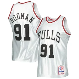 Práctico Ideal Original Dennis Rodman Chicago Bulls 1997/98 Hardwood Classics 75th Anniversary Swingman Jersey Platinum