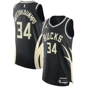 Fácil de llevar Único Giannis Antetokounmpo Milwaukee Bucks Jordan Brand Authentic Player Jersey Statement Edition Black