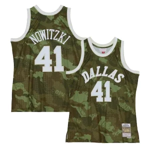 Práctico Dirk Nowitzki Dallas Mavericks Hardwood Classics 1998/99 Ghost Green Swingman Jersey Camo
