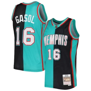 Perfecto Pau Gasol Memphis Grizzlies Hardwood Classics 2001/02 Split Swingman Jersey Black/Turquoise