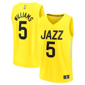 Original Cody Williams Utah Jazz Youth 2024 NBA Draft Fast Break Player Jersey Icon Edition Yellow