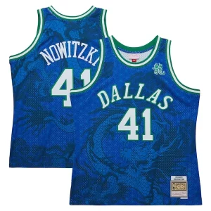 Elegante Sofisticado Dirk Nowitzki Dallas Mavericks 1998 2019 Hardwood Classics Asian Heritage 6.0 Swingman Throwback Player Jersey Blue