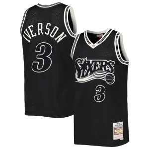 Genial Allen Iverson Philadelphia 76ers Hardwood Classics Off Court Swingman Jersey Black
