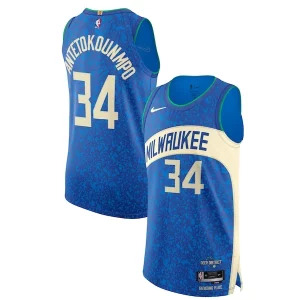 Único Cool Perfecto Nike Giannis Antetokounmpo Milwaukee Bucks Authentic Jersey City Edition Blue