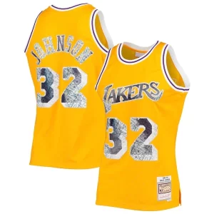 Duradero Genial Magic Johnson Los Angeles Lakers 1984/85 Hardwood Classics NBA 75th Anniversary Diamond Swingman Jersey Gold
