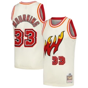 Único Alonzo Mourning Miami Heat Chainstitch Swingman Jersey Cream