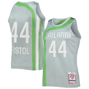 Fácil de llevar Pete Maravich Atlanta Hawks 75th Anniversary 1971/72 Hardwood Classics Swingman Jersey Silver