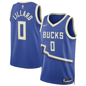Ideal Clásico Damian Lillard Milwaukee Bucks Nike Unisex 2024/25 Swingman Player Jersey City Edition Royal