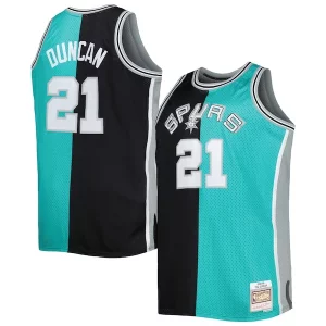 Versátil Clásico Tim Duncan San Antonio Spurs Big & Tall Hardwood Classics 1998/99 Split Swingman Jersey Black/Teal