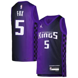 Original De'Aaron Fox Sacramento Kings Jordan Brand Youth Swingman Jersey Statement Edition Purple
