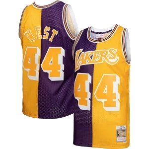 Original Clásico Jerry West Los Angeles Lakers Hardwood Classics 1971/72 Split Swingman Jersey Purple/Gold
