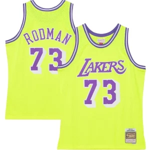 Único Estupendo Dennis Rodman Los Angeles Lakers Hardwood Classics 1998/99 Tropical Swingman Jersey Neon Yellow