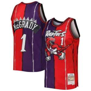 Genial Cool Tracy McGrady Toronto Raptors Hardwood Classics 1998/99 Split Swingman Jersey Purple/Red