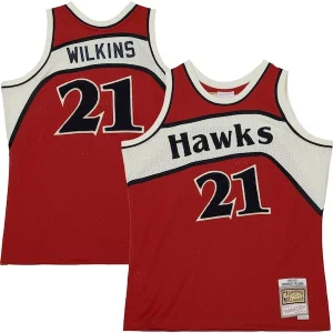 Fantástico Dominique Wilkins Atlanta Hawks 1986/87 Hardwood Classics Off Court Swingman Jersey Red