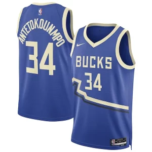 Comodo Fácil de llevar Giannis Antetokounmpo Milwaukee Bucks Nike Unisex 2024/25 Swingman Player Jersey City Edition Royal