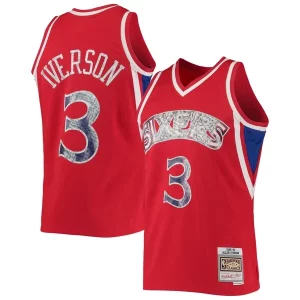 Bonito Comodo Allen Iverson Philadelphia 76ers 1996/97 Hardwood Classics NBA 75th Anniversary Diamond Swingman Jersey Red