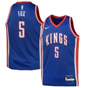 Robusto Clásico Fantástico De'Aaron Fox Sacramento Kings Nike Youth 2024/25 Swingman Player Jersey City Edition Blue