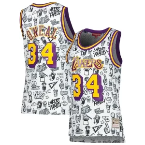 Maravilloso Moderno Shaquille O'Neal Los Angeles Lakers Women's 1996 Doodle Swingman Jersey White