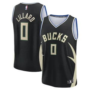Fácil de llevar Cool Damian Lillard Milwaukee Bucks Youth Fast Break Replica Player Jersey Statement Edition Black