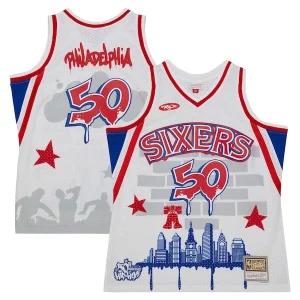 Elegante Magnífico Moderno Philadelphia 76ers x Tats Cru Hardwood Classics Fashion Jersey White