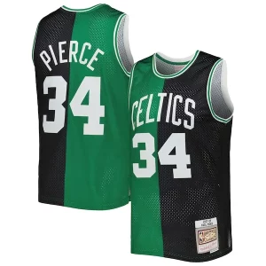 Original Paul Pierce Boston Celtics Hardwood Classics 2007/08 Split Swingman Jersey Black/Kelly Green