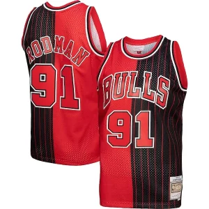 Fácil de llevar Dennis Rodman Chicago Bulls Big & Tall Hardwood Classics 1995/96 Split Swingman Jersey Red/Black