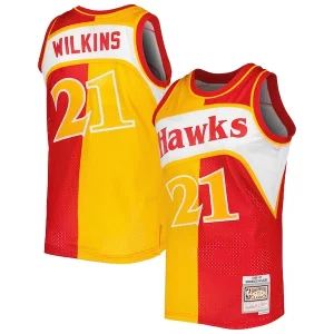Duradero Perfecto Atractivo Dominique Wilkins Atlanta Hawks Hardwood Classics 1986/87 Split Swingman Jersey Yellow/Red