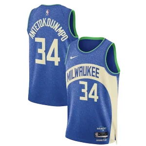 Clásico Lujoso Giannis Antetokounmpo Milwaukee Bucks Nike Unisex 2023/24 Swingman Jersey Blue City Edition