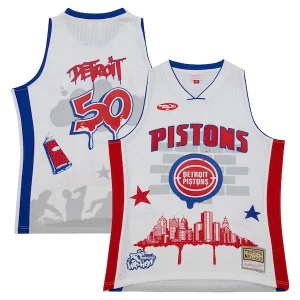 Único Detroit Pistons x Tats Cru Hardwood Classics Fashion Jersey White