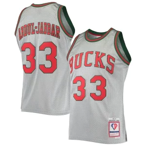 Práctico Perfecto Hermoso Kareem Abdul Jabbar Milwaukee Bucks 75th Anniversary 1971/72 Hardwood Classics Swingman Jersey Silver