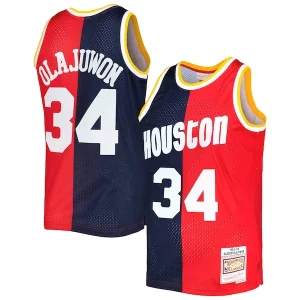 Sofisticado Clásico Práctico Hakeem Olajuwon Houston Rockets Hardwood Classics 1993/94 Split Swingman Jersey Navy/Red